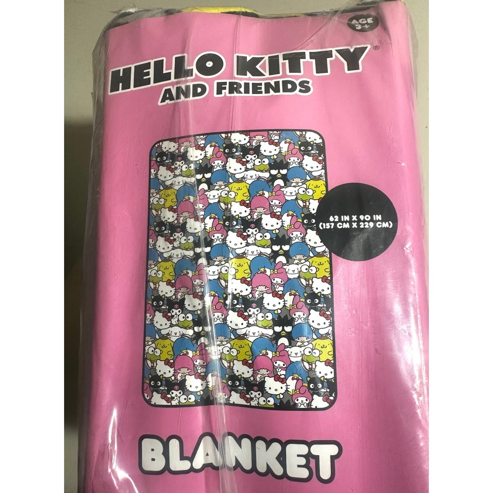 NEW Hello Kitty Friends Throw Blanket Sanrio Kuromi Keroppi Plush 62x90" Kawaii